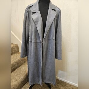 LC Lauren Conrad Women's Blue Trench Coat